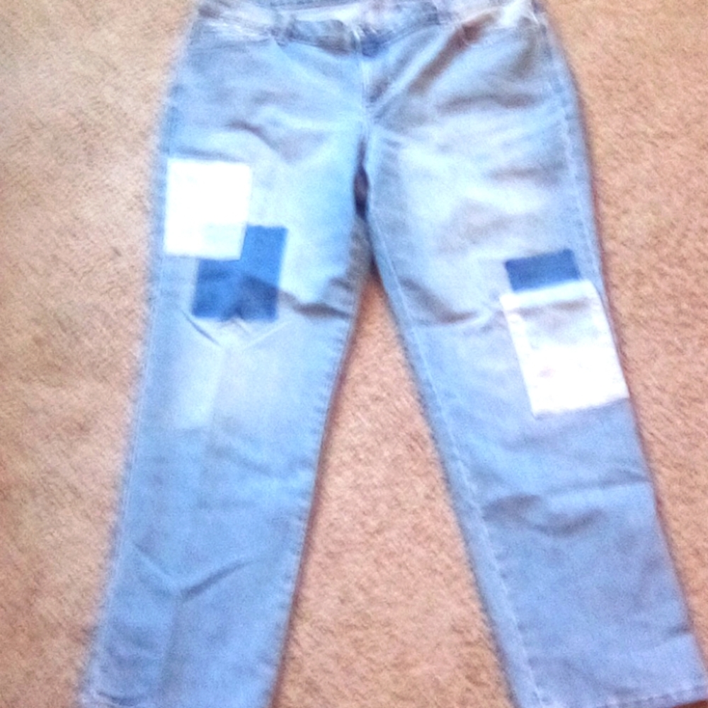 Style & Co girlhoodcoreDenim Blue Straight Legs Patch Jeans y2k Women